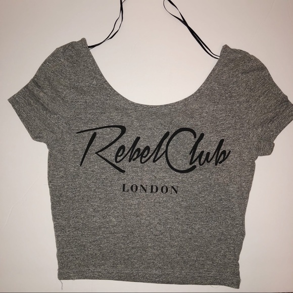 Grey form fitting Crop top - Picture 2 of 4